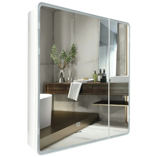 Зеркальный шкафчик Mixxus Premium Olivary CM01-60x70x13 с LED Touch, димером, регулятором яркости