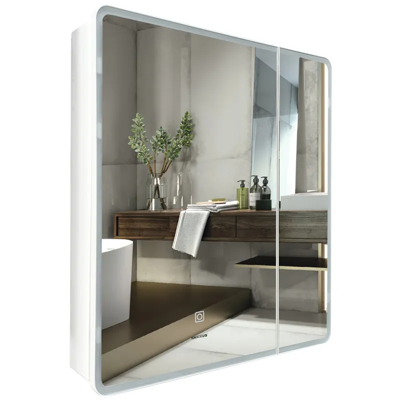 Зеркальный шкафчик Mixxus Premium Olivary CM01-60x70x13 с LED Touch, димером, регулятором яркости