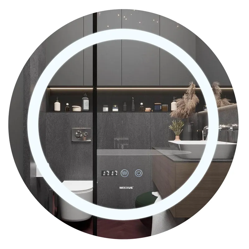 Дзеркало Mixxus PLAIN MC02-80-CASE з Led Touch, Anti-fog, димером, регулятором яскравості, годинником 