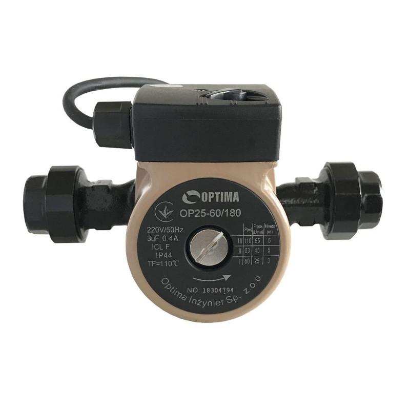 Насос циркуляционный Optima OP25-60 180мм + гайки + кабель с вилкой