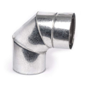 Коліно ∠ 90° сендвіч (нержавіюча сталь + оцинковка) AISI 201 - 0,8 мм - ø300/360