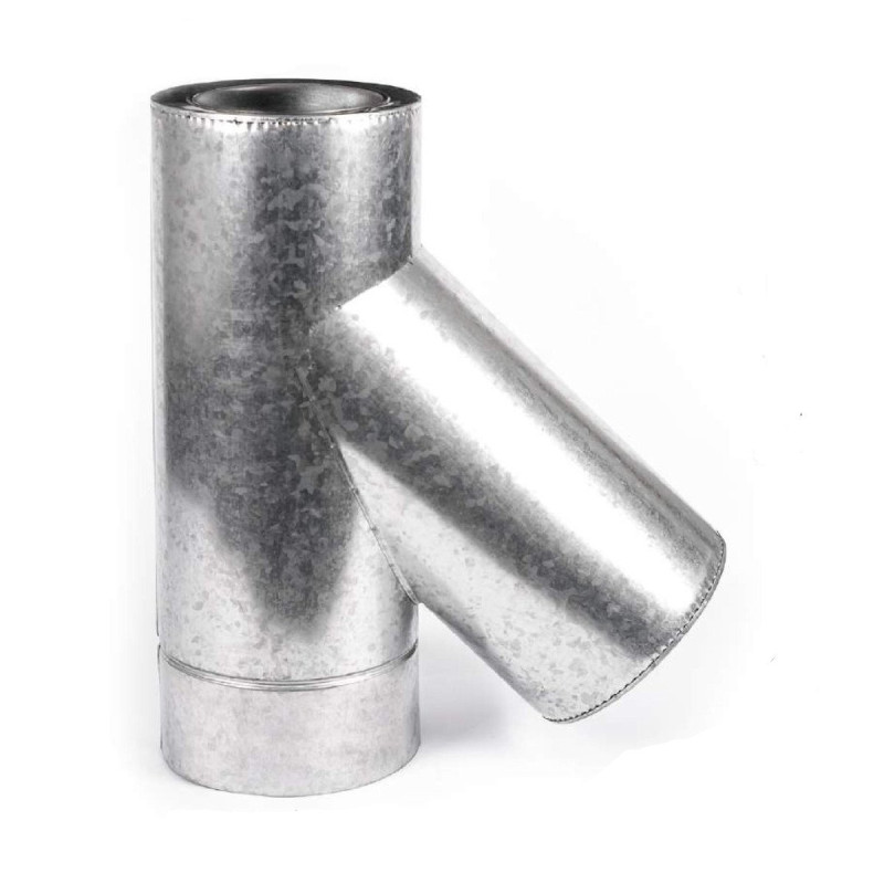 Трійник сендвіч нержавіюча сталь + оцинковка AISI 321 - 0,8 мм (∠ 45° - ø150/220)