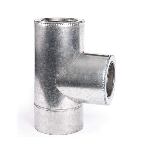 Тройник сэндвич (с термоизоляцией) нержавейка + нержавейка AISI 304 - 0,5 мм (∠ 87° - ø130/200)