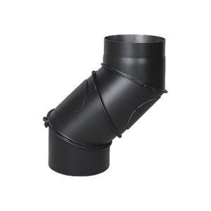 Колено дымохода из черной стали поворотное универсальное (0-90 градусов, 130 мм диаметр)