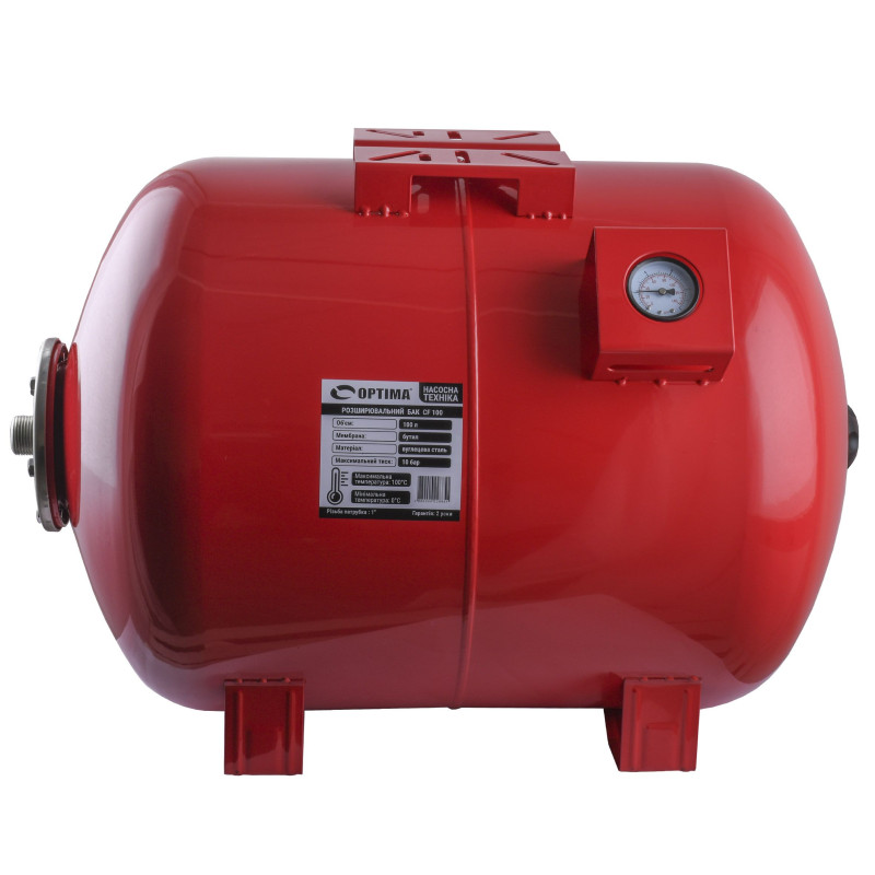 Расширительный бак Optima Cal-pro для систем отопления 100л 10bar горизонтальный