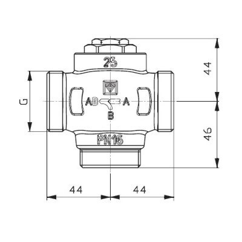 Herz Teplomix (1 1/4", 61°С) триходовий термозмішувальний клапан