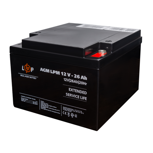 Акумулятор 26 Ah LOGICPOWER LPM AGM 12V під болт М5