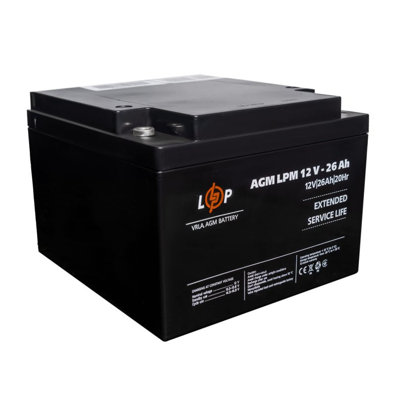 Акумулятор 26 Ah LOGICPOWER LPM AGM 12V під болт М5
