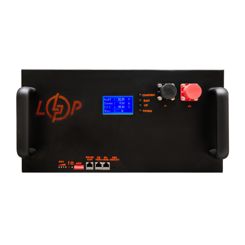 Аккумулятор LP LiFePO4 51,2V - 100 Ah (5120Wh) (Smart BMS 200A/100А) с LCD металлом Smart RM RS485/CAN