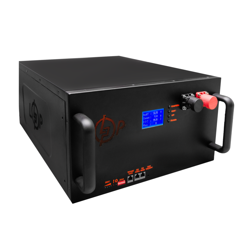 Аккумулятор LP LiFePO4 51,2V - 100 Ah (5120Wh) (Smart BMS 200A/100А) с LCD металлом Smart RM RS485/CAN
