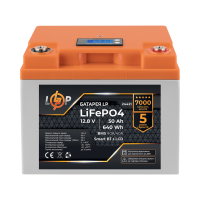 Акумулятор LP LiFePO4 12,8V - 50 Ah (640Wh) (BMS 40A/40А) пластик LCD Smart BT