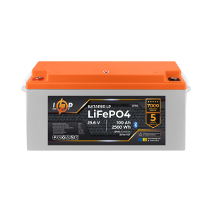 Акумулятор LP LiFePO4 25,6V - 100 Ah (2560Wh) (BMS 80A/50А) пластик Smart BT