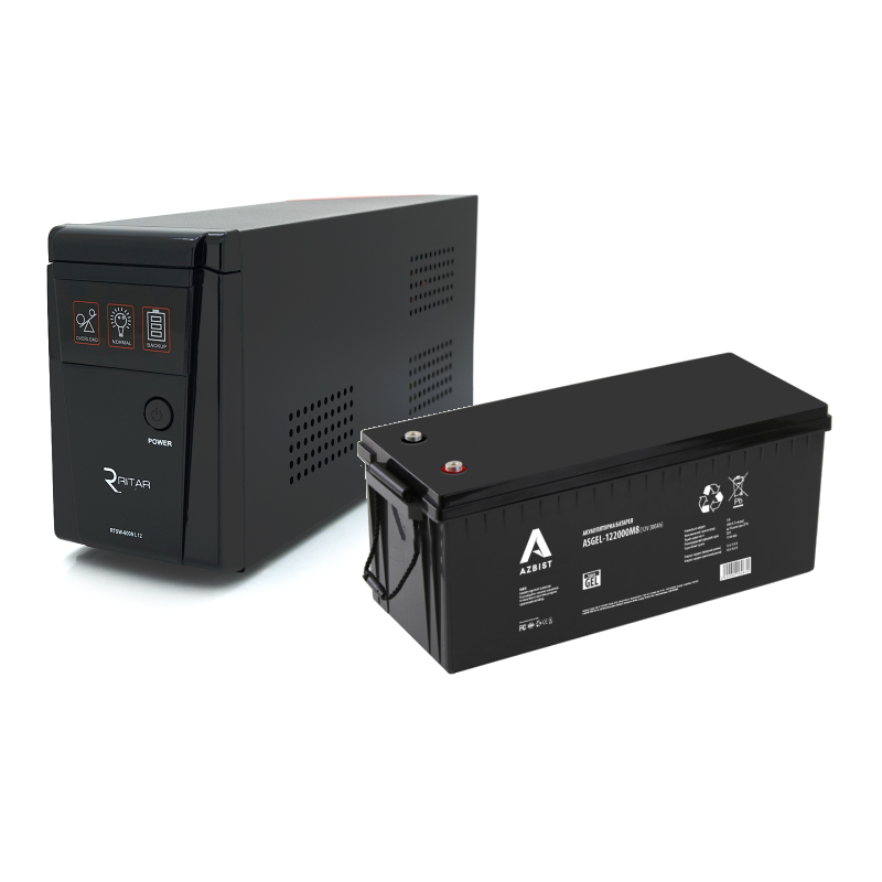 Комплект безперебійного живлення для котла ДБЖ  Ritar RTSW 600 NL12 LED  (360Вт) 7A  +  АКБ GEL 12V 40 Ah