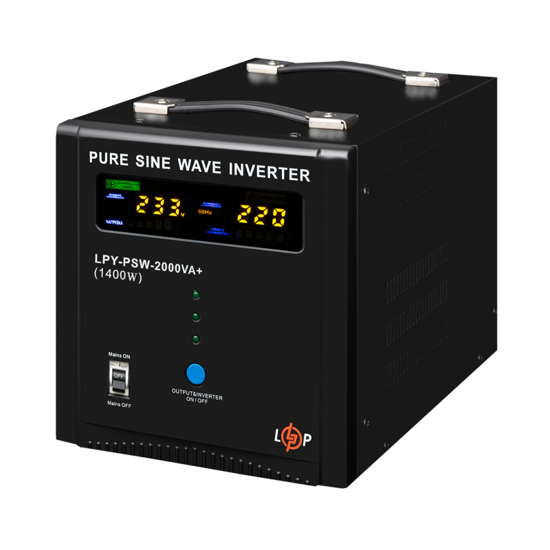 Джерело безперебійного живлення LPY-PSW-2000VA+ (1400Вт) 10A/20A 24V з правильною синусоїдою 