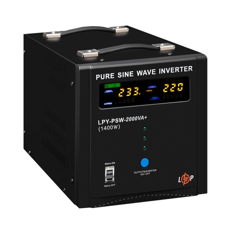 Джерело безперебійного живлення LPY-PSW-2000VA+ (1400Вт) 10A/20A 24V з правильною синусоїдою 
