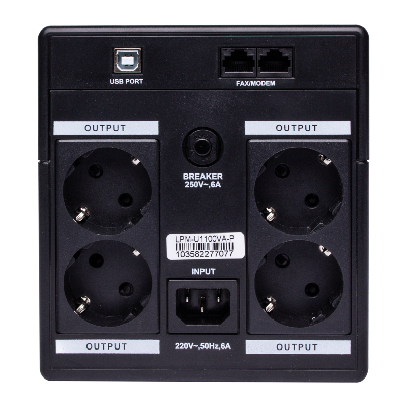 Лінійно-інтерактивне ДБЖ LPM-U1100VA-P (770Вт)