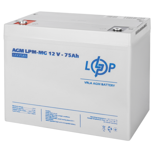 Акумулятор мультигелевий 75 Ah (ампер-годин) LogicPower AGM LPM-MG 12V