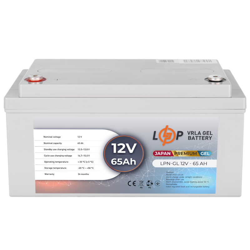 Акумулятор гелевий 65 Ah (ампер-годин) LogicPower LPN-GL 12V