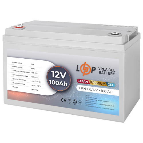Акумулятор гелевий 100 Ah (ампер-годин) LogicPower LPN-GL 12V
