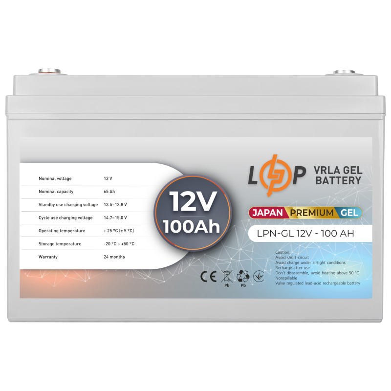 Акумулятор гелевий 100 Ah (ампер-годин) LogicPower LPN-GL 12V