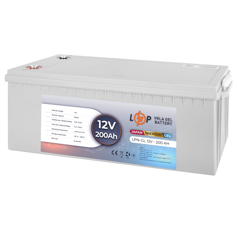 Акумулятор гелевий 200 Ah (ампер-годин) LogicPower LPN-GL 12V