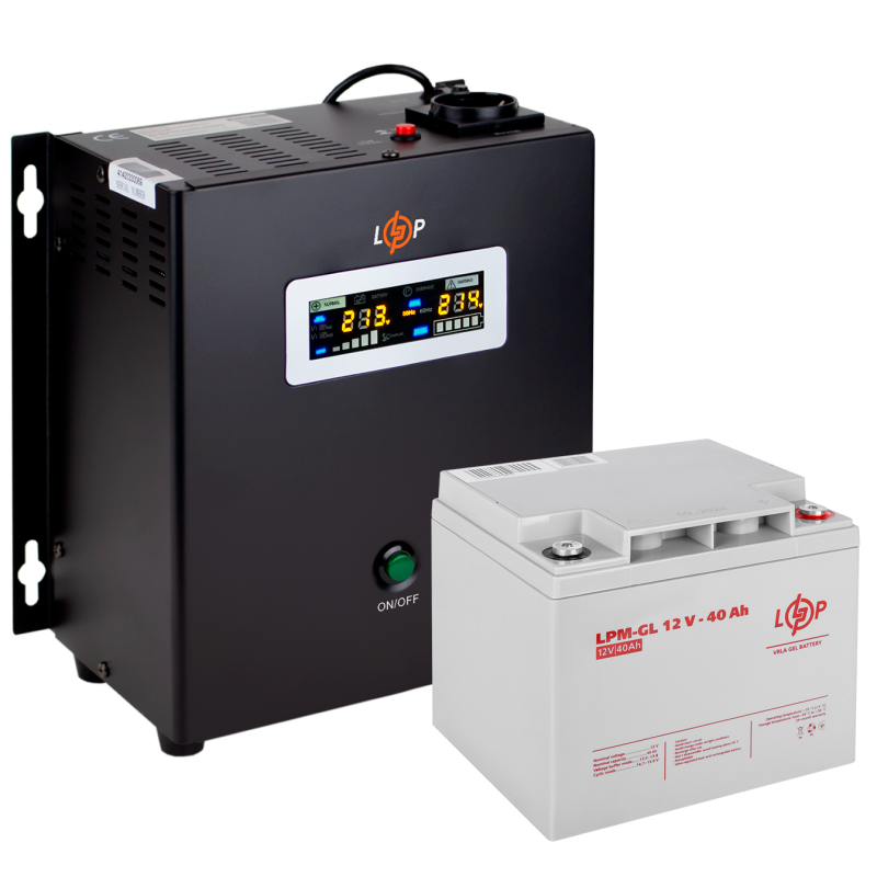 Комплект резервного живлення для котла LogicPower ИБП W500 + гелевая батарея 520W