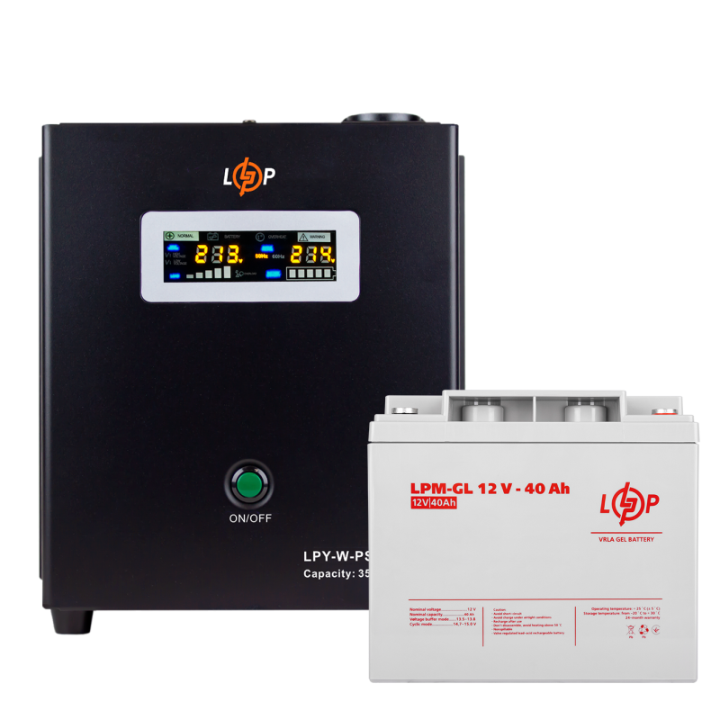 Комплект резервного живлення для котла LogicPower ИБП W500 + гелевая батарея 520W
