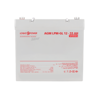 Акумулятор гелевий 55 Ah (ампер-годин) LogicPower LP-GL Silver 12V