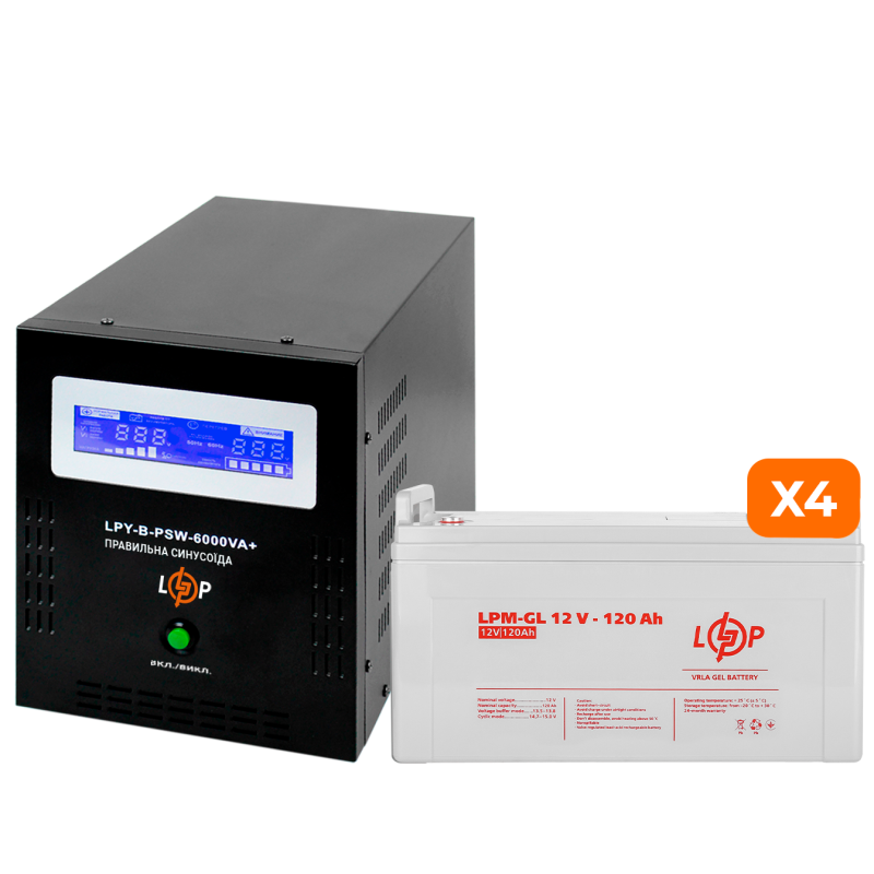 Комплект резервного живлення LogicPower ИБП B6000 + гелевая батарея 1440W