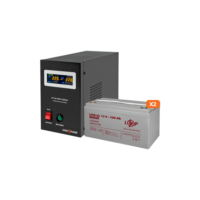 Комплект резервного живлення LogicPower ДБЖ B1500 + гелевая батарея 2800W
