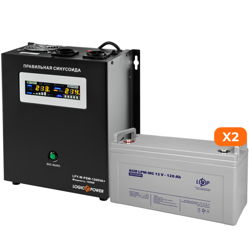Комплект резервного живлення ИБП W1500 + мультигелевая батарея 3300W