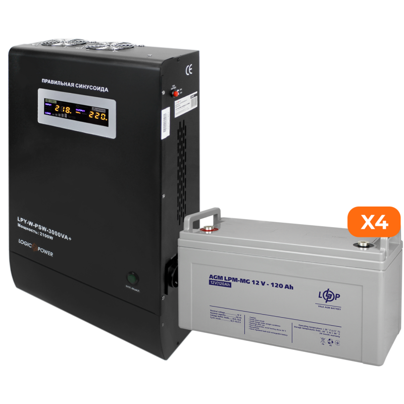 Комплект резервного живлення ДБЖ W3000 + мультигелевая батарея 6600W