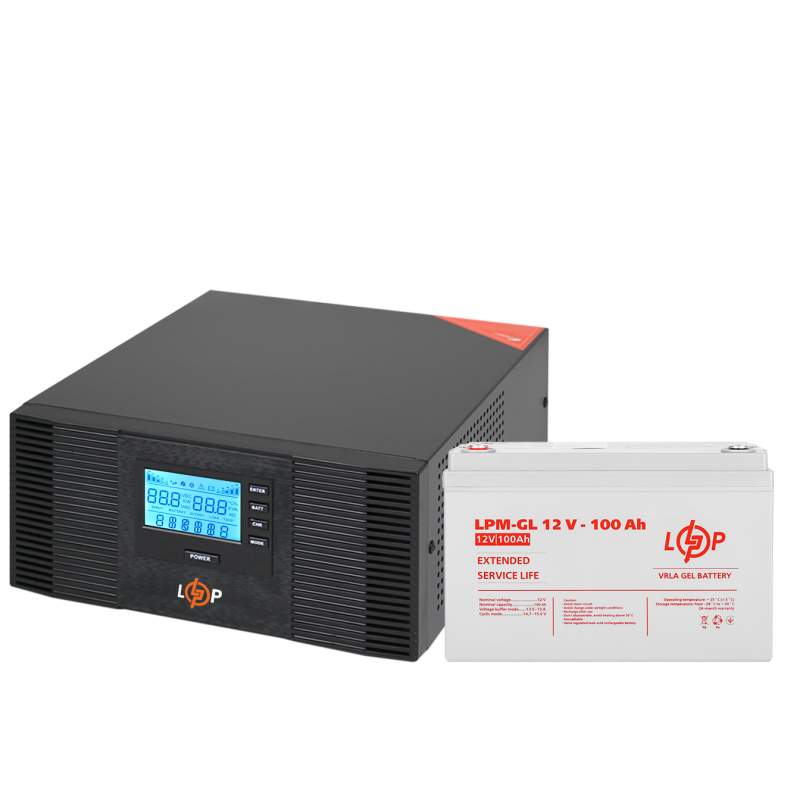 Комплект резервного живлення LogicPower ДБЖ 1500 Ва (1050 Вт) + гелева батарея 100 Ah (Ампер-годин)