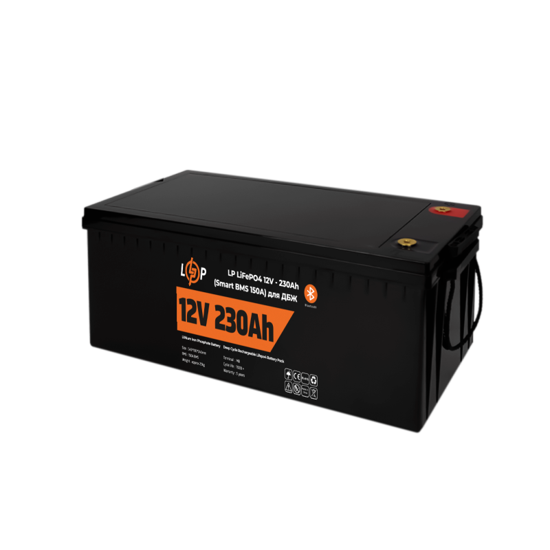 Аккумулятор LP LiFePO4 12V (12,8V) - 230 Ah (2944Wh) (Smart BMS 150А) с BT пластик для ИБП