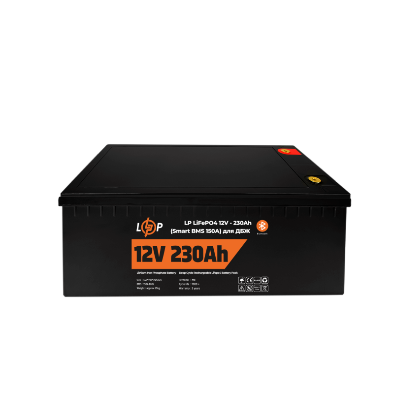 Аккумулятор LP LiFePO4 12V (12,8V) - 230 Ah (2944Wh) (Smart BMS 150А) с BT пластик для ИБП