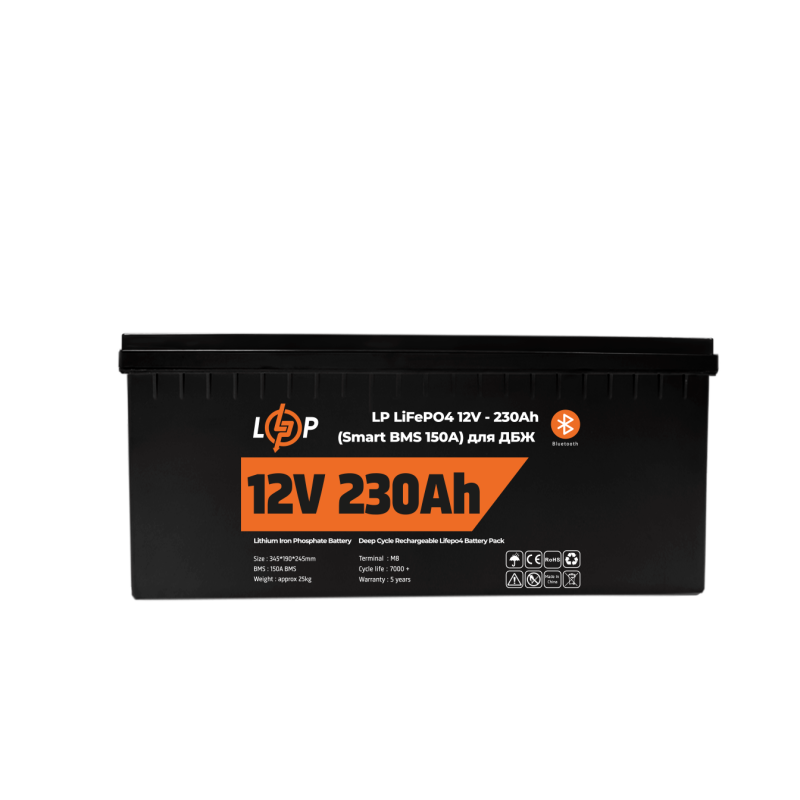 Аккумулятор LP LiFePO4 12V (12,8V) - 230 Ah (2944Wh) (Smart BMS 150А) с BT пластик для ИБП