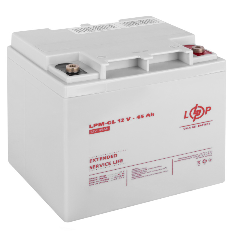 Аккумулятор гелевый 45 Ah (ампер-часов) LogicPower LPM-GL 12V
