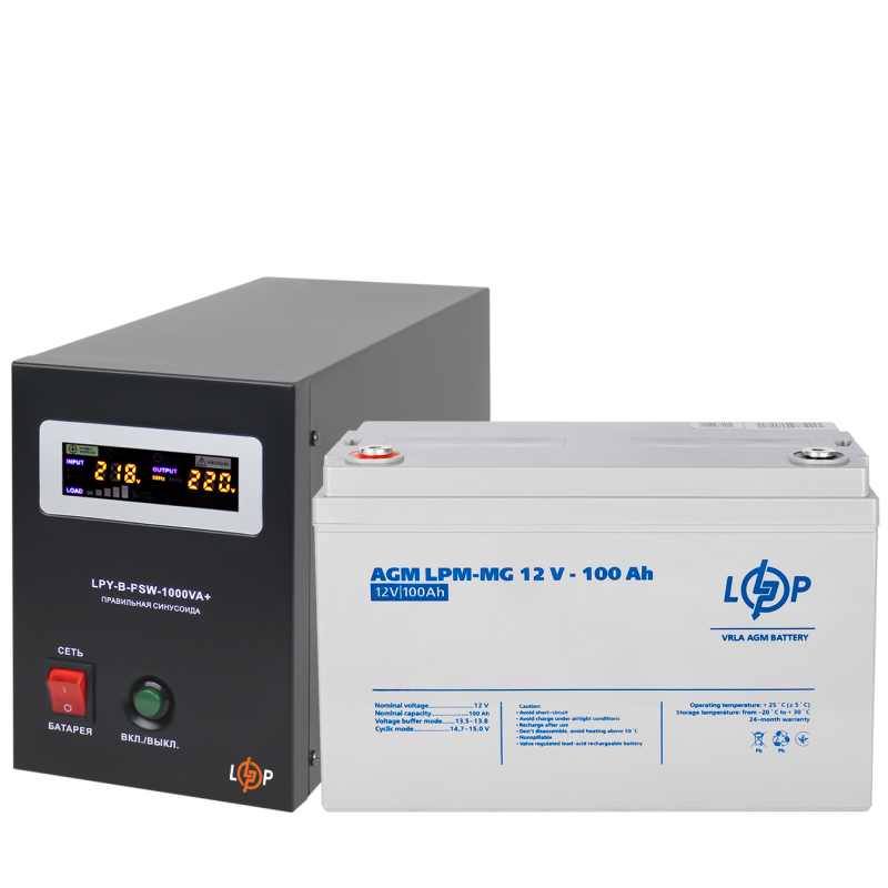 Комплект резервного питания LogicPower B1000 + мультигелевая батарея 1280 Ватт