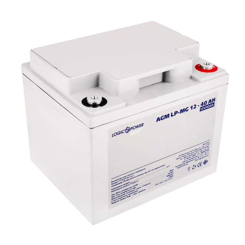 Акумулятор мультигелевий 40 Ah (ампер-годин) LogicPower AGM LP-MG Silver 12V