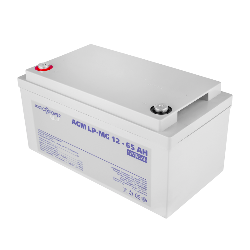 Аккумулятор мультигелевый 65 Ah (ампер-часов) LogicPower AGM LP-MG Silver 12V