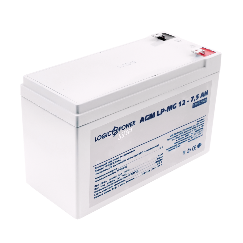 Акумулятор мультигелевий 7.5 Ah (ампер-годин) LogicPower AGM LP-MG Silver 12V