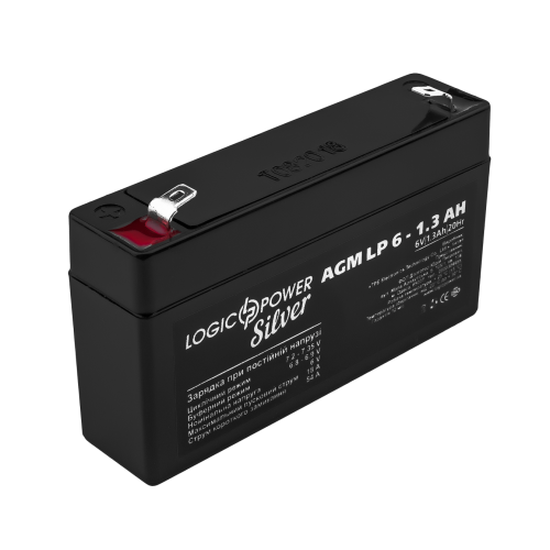 Аккумулятор свинцово-кислотный 1.3 Ah (ампер-часов) LogicPower AGM LP Silver 6V