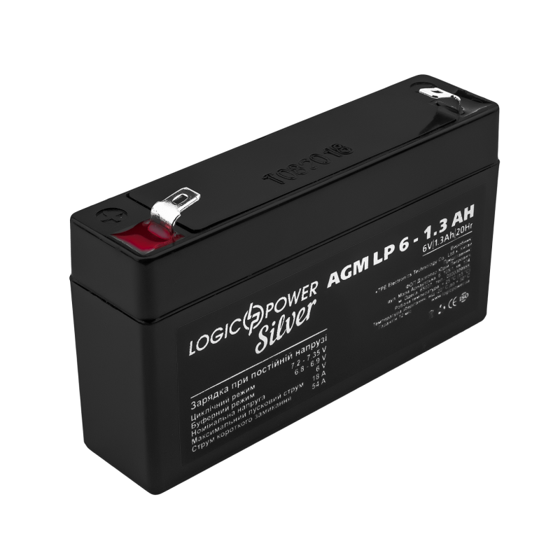 Аккумулятор свинцово-кислотный 1.3 Ah (ампер-часов) LogicPower AGM LP Silver 6V