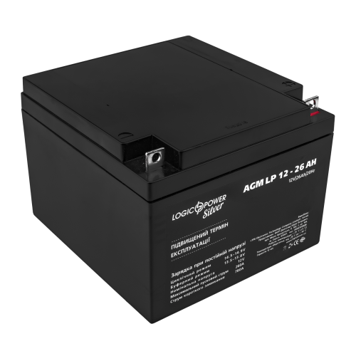 Акумулятор свинцево-кислотний 26 Ah (ампер-годин) LogicPower AGM LP Silver 12V