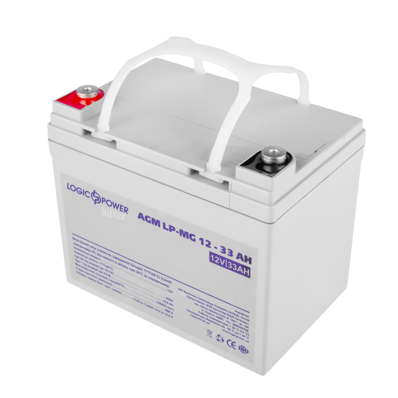 Акумулятор мультигелевий 33 Ah (ампер-годин) LogicPower AGM LP-MG Silver 12V