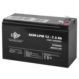 Аккумулятор свинцово-кислотный 7.5 Ah (ампер-часов) LogicPower AGM LPM 12V