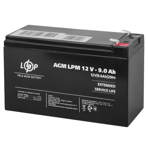 Аккумулятор свинцово-кислотный 9 Ah (ампер-часов) LogicPower AGM LPM 12V
