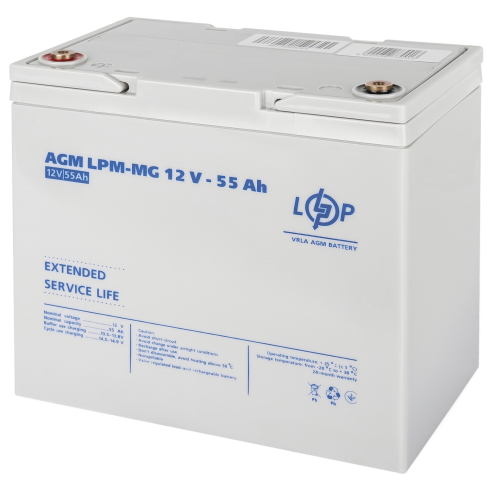 Акумулятор мультигелевий 55 Ah (ампер-годин) LogicPower AGM LPM-MG 12V