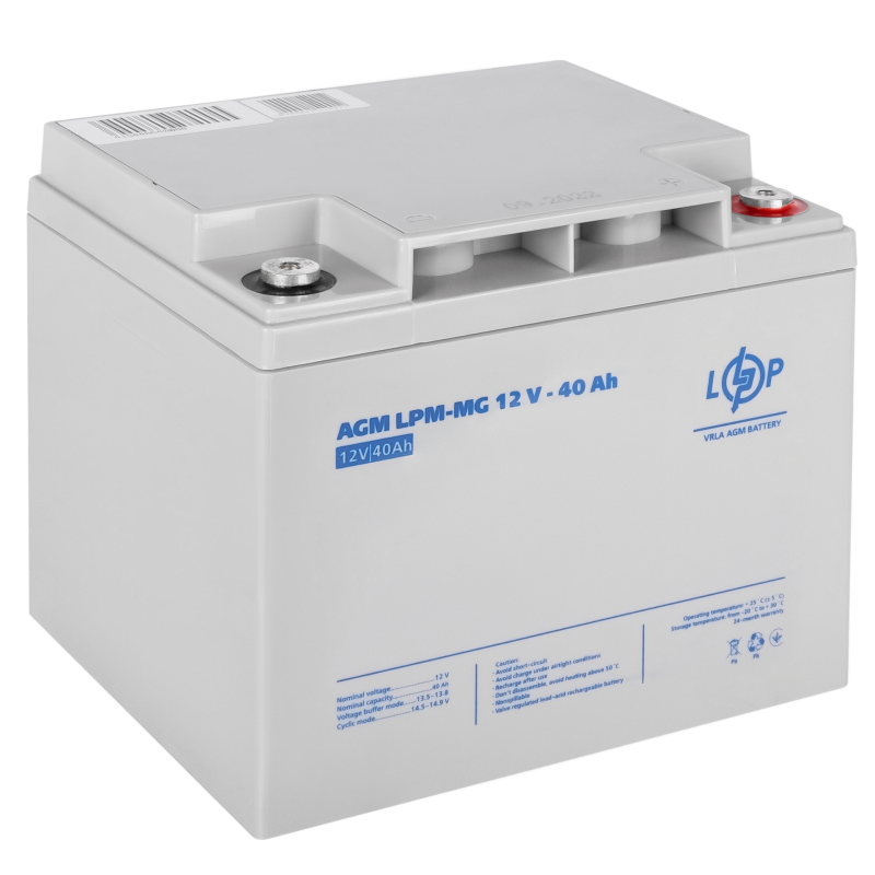 Акумулятор мультигелевий 40 Ah (ампер-годин) LogicPower AGM LPM-MG 12V