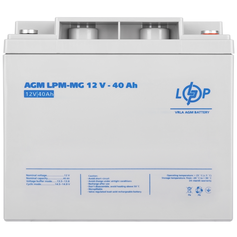 Акумулятор мультигелевий 40 Ah (ампер-годин) LogicPower AGM LPM-MG 12V